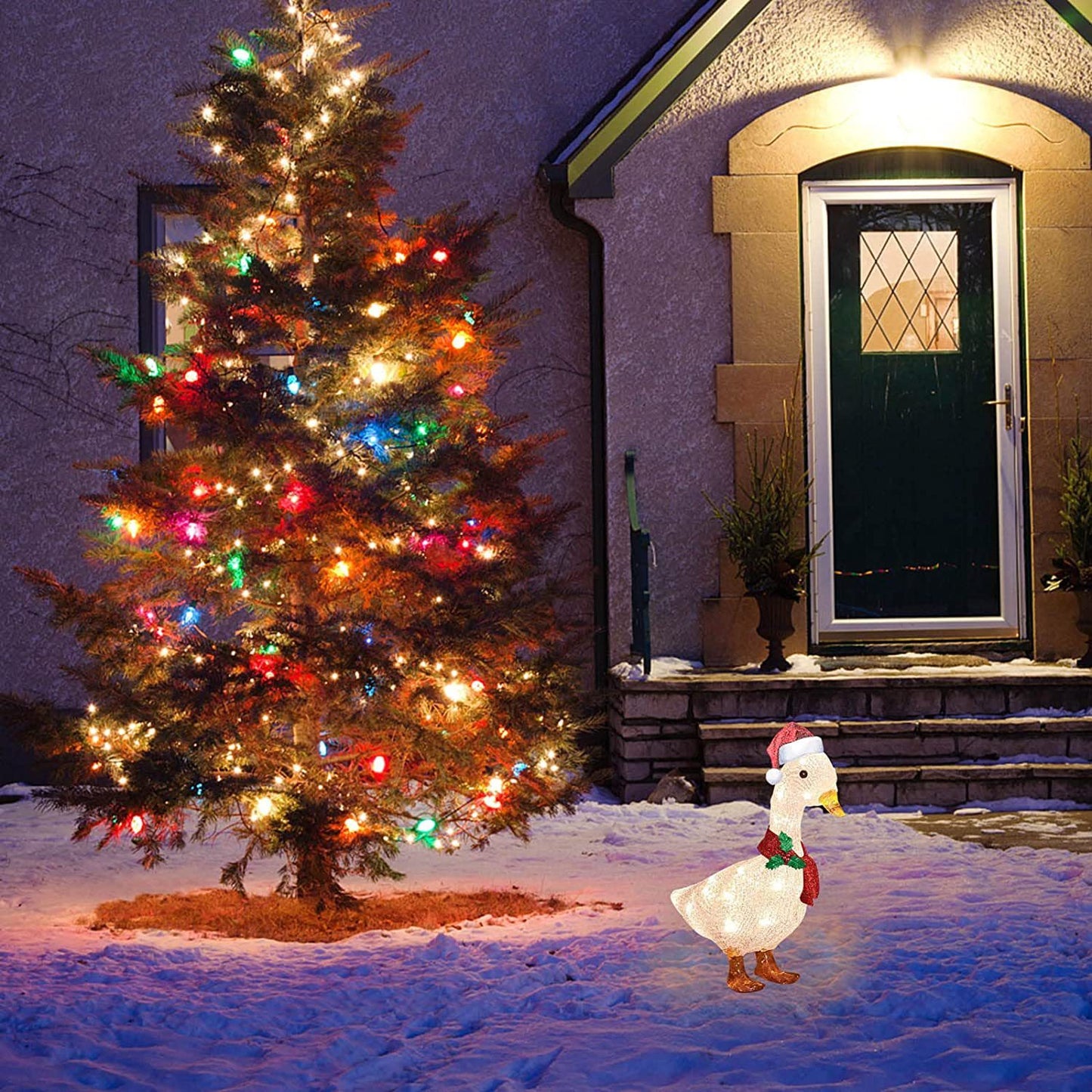 Scarf Lighting Duck Christmas Ground Lawn Outdoor Decoration