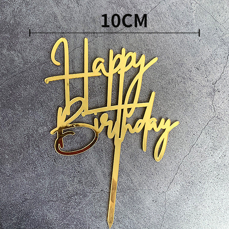 Acrylic Happy Birthday Cake Topper Gold  Birthday Cake Toppers Flags For Kids Birthday Party Cake Decorations Baby Shower