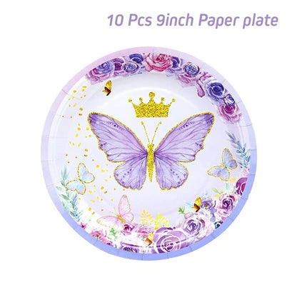 Butterfly Disposable Tableware Suit Birthday Party Decoration