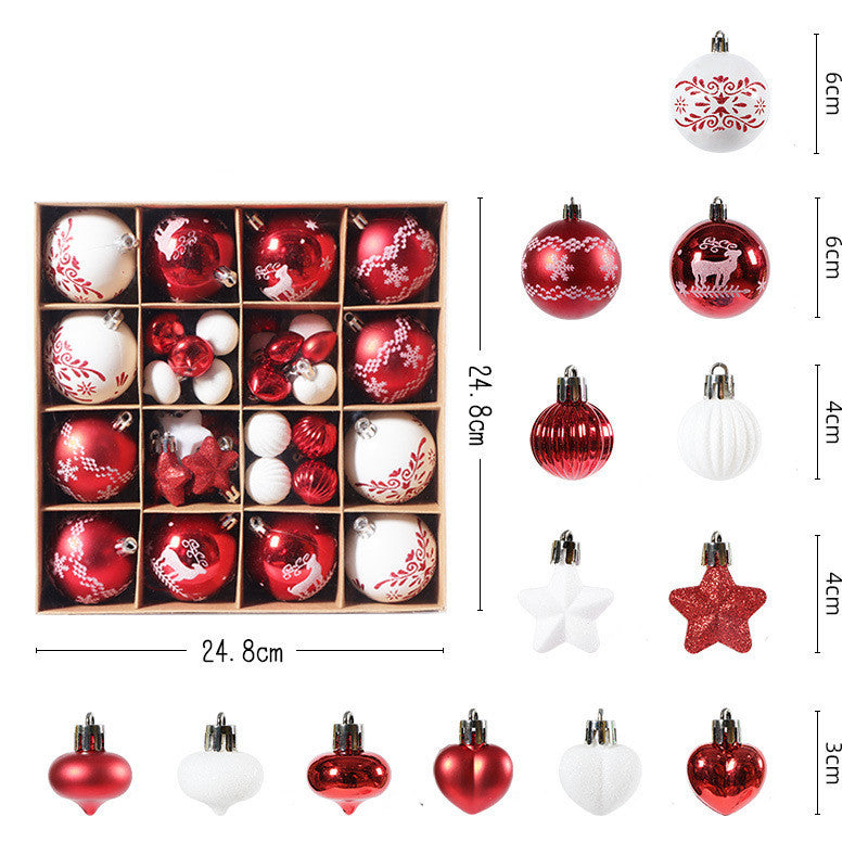 Christmas Tree Decorations Plastic Ball Five-pointed Star Painted Set