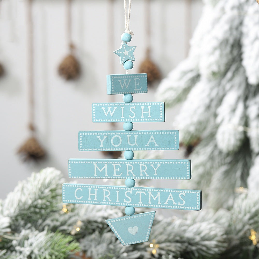 Christmas Decorations Wooden Small Tree Pendant English