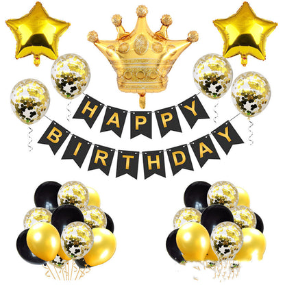 Black Gold Birthday Party Balloon Decoration Set Gilding