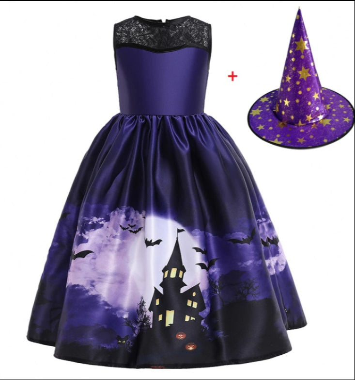 Halloween Princess Dress Halloween Printed Mesh