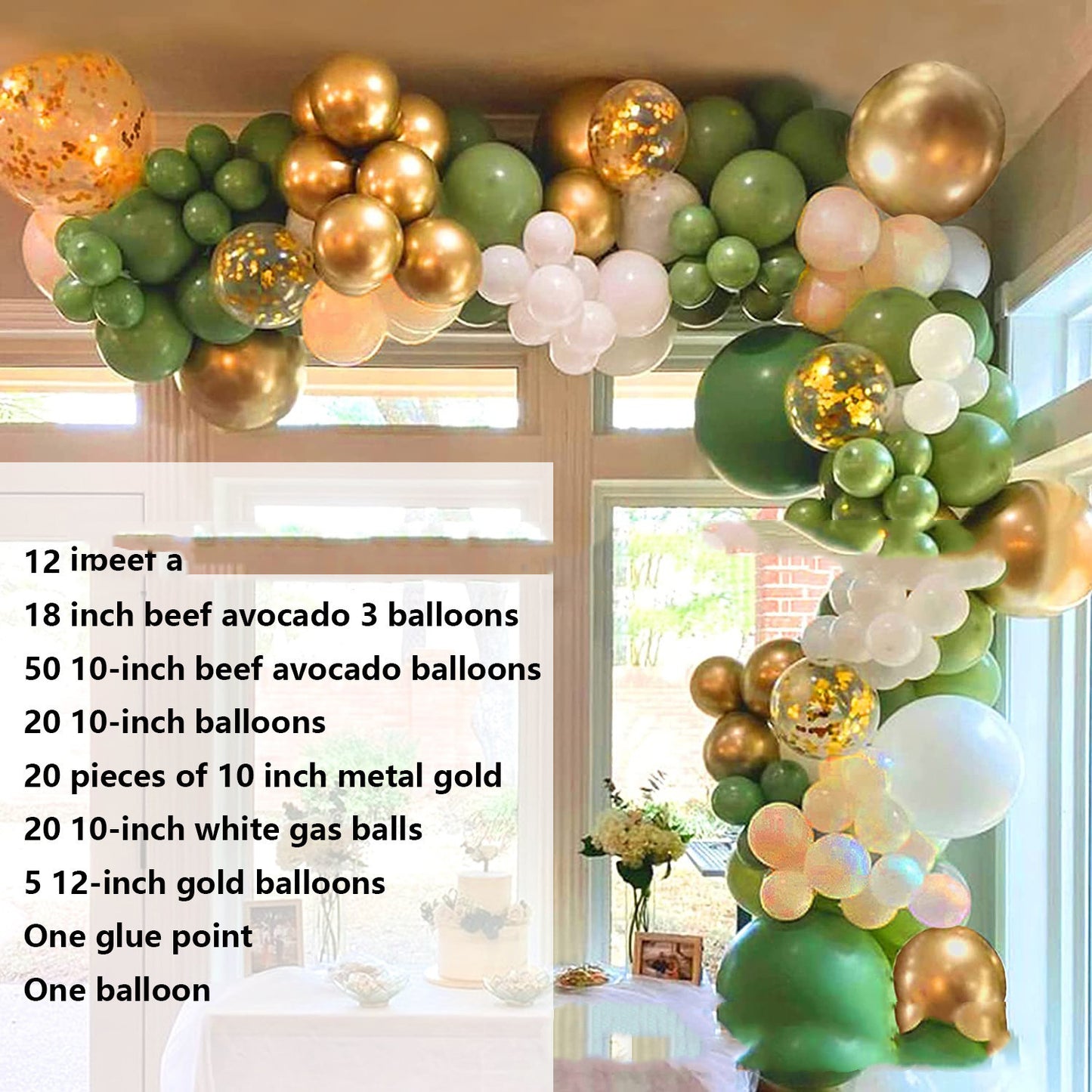 Avocado Green Balloon Set Shape Decoration Birthday Party