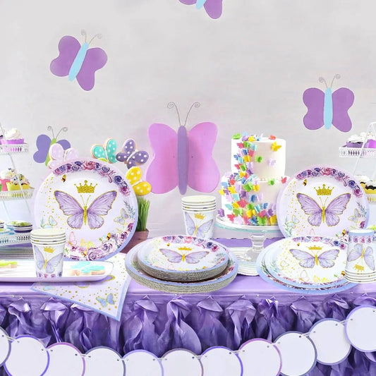 Butterfly Disposable Tableware Suit Birthday Party Decoration