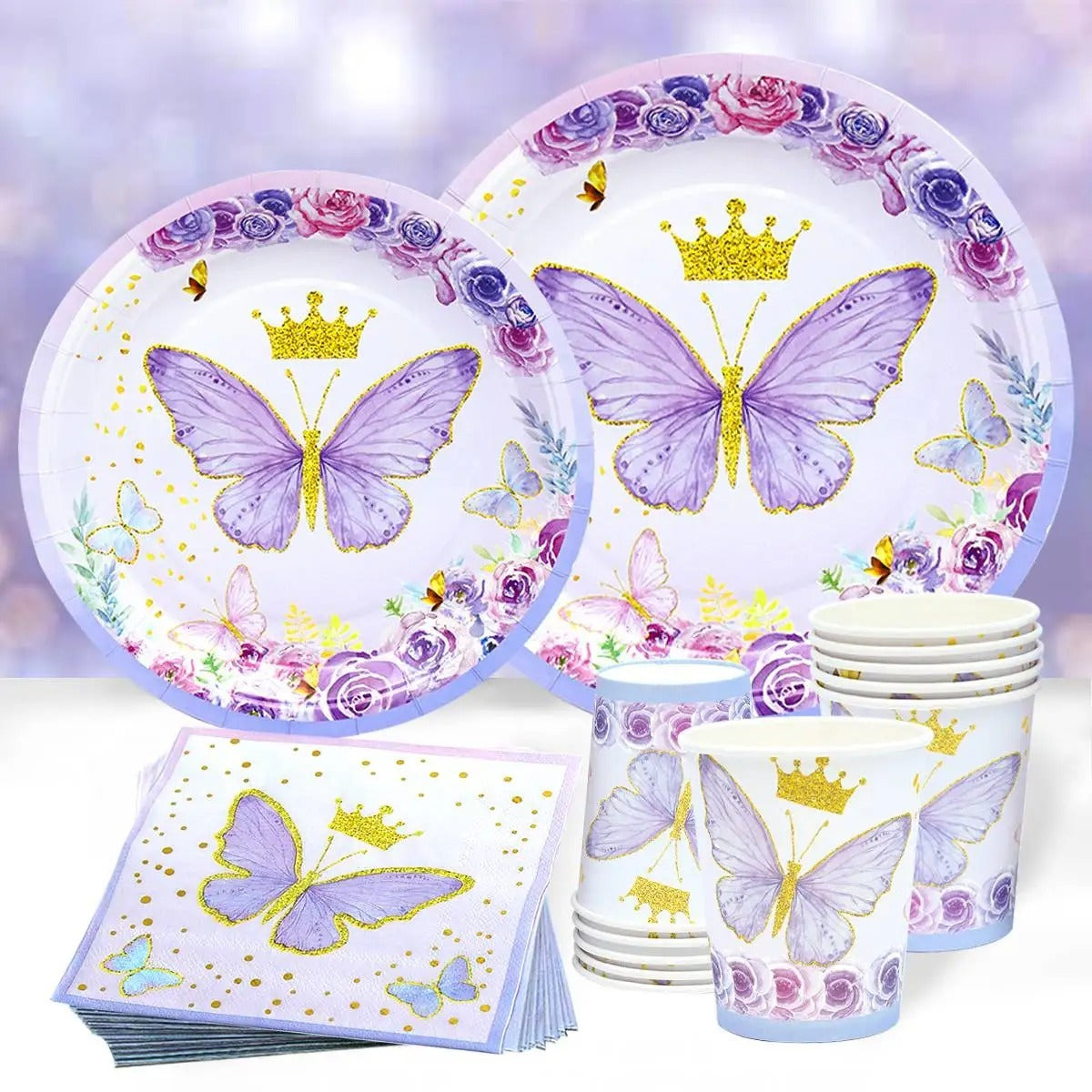 Butterfly Disposable Tableware Suit Birthday Party Decoration