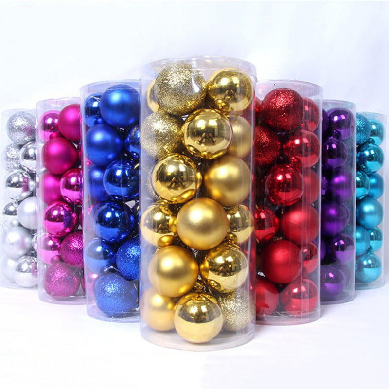 Bucketed Colored Balls Plastic Christmas Tree Decorations