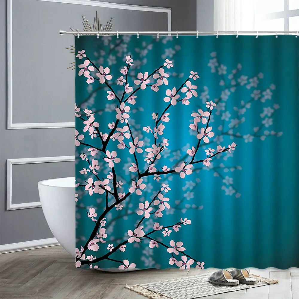 Zen Stone Flower Plant Landscape Shower Curtains