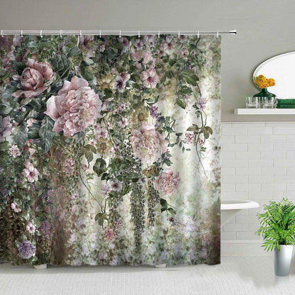 Zen Stone Flower Plant Landscape Shower Curtains