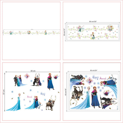 Cartoon frozen princess Elsa Anna wall stickers