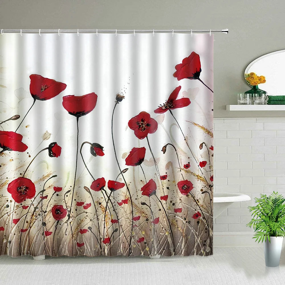 Zen Stone Flower Plant Landscape Shower Curtains