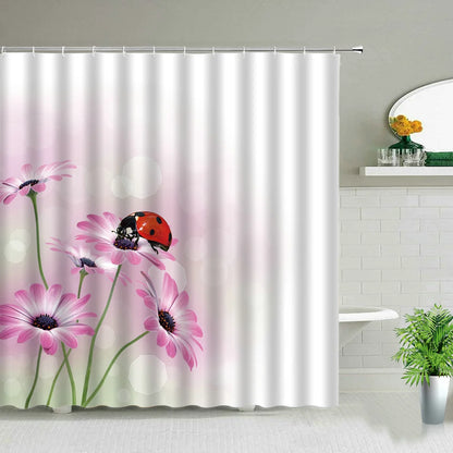 Zen Stone Flower Plant Landscape Shower Curtains