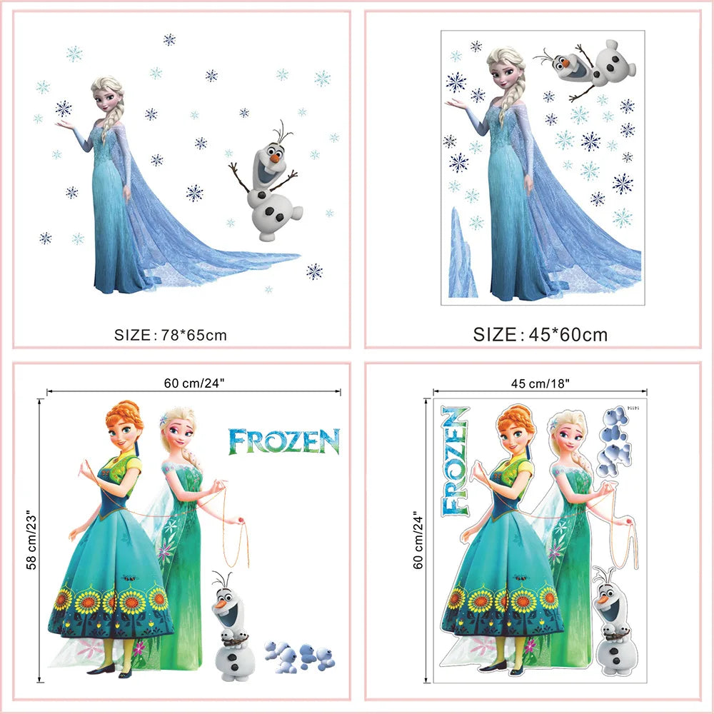 Cartoon frozen princess Elsa Anna wall stickers