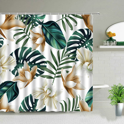 Zen Stone Flower Plant Landscape Shower Curtains