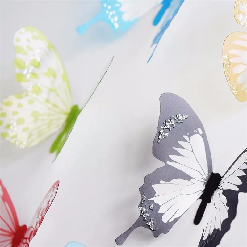 18pcs/set Black and White Crystal Butterflies Wall Sticker