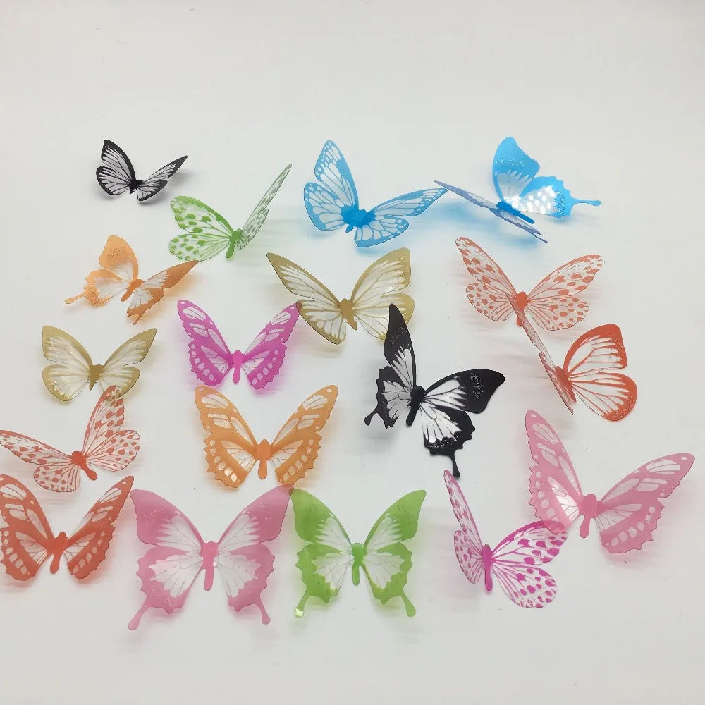 18pcs/set Black and White Crystal Butterflies Wall Sticker