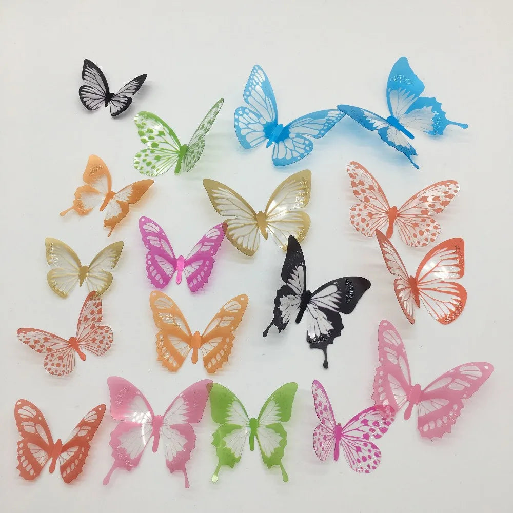 18pcs/set Black and White Crystal Butterflies Wall Sticker