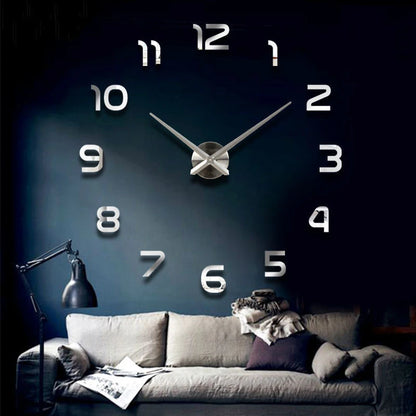 Fashion 3D big size wall clock mirror sticker