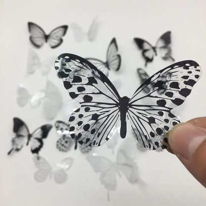 18pcs/set Black and White Crystal Butterflies Wall Sticker