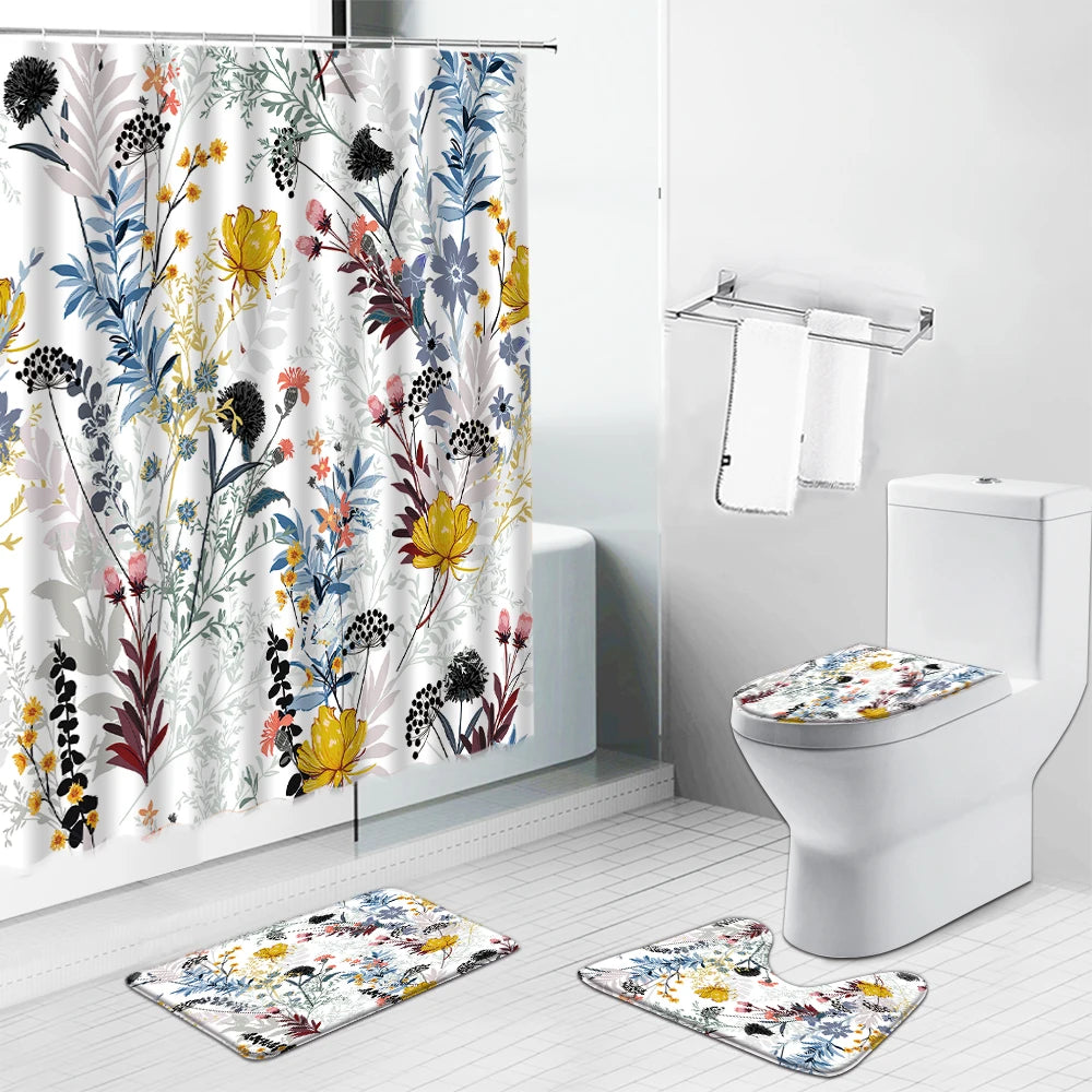 Zen Stone Flowers Butterfly Scenery Shower Curtain