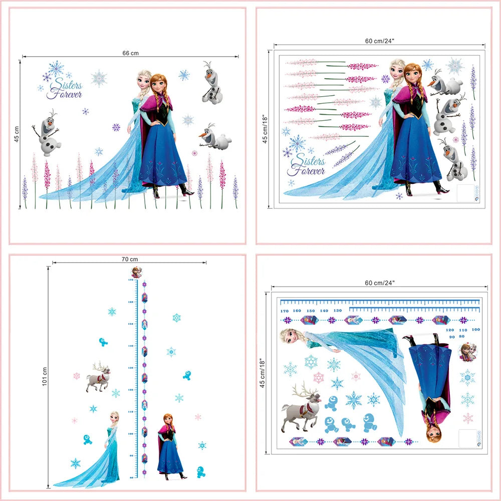 Cartoon frozen princess Elsa Anna wall stickers