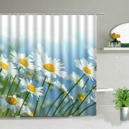 Zen Stone Flower Plant Landscape Shower Curtains