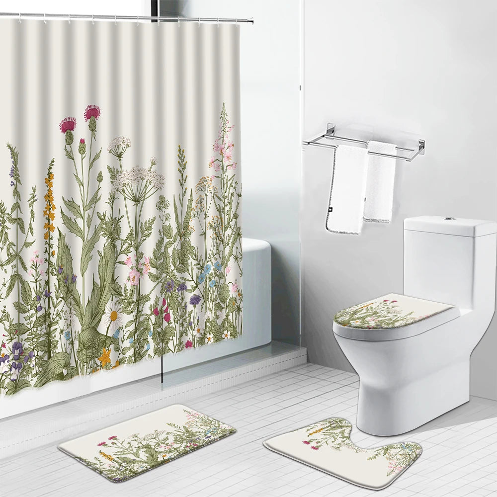 Poppy Flower Shower Curtain Cactus Sunflower