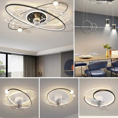 Living Room Ceiling Fan Light Led Shake Head