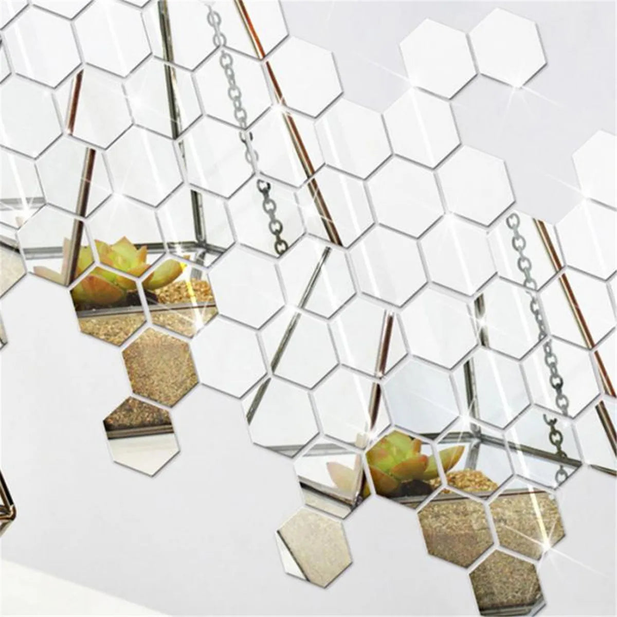 6/12Pcs Hexagon Acrylic Mirror Wall Stickers Home Decor