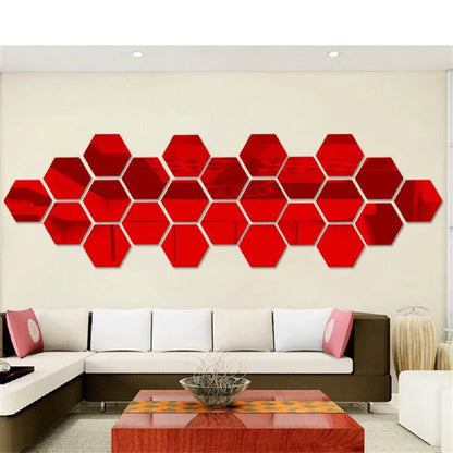 6/12Pcs Hexagon Acrylic Mirror Wall Stickers Home Decor