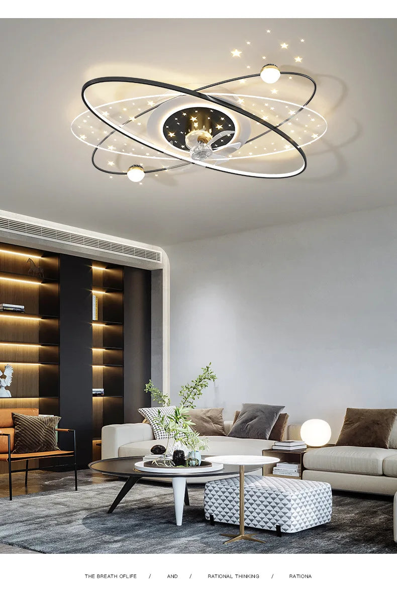 Living Room Ceiling Fan Light Led Shake Head