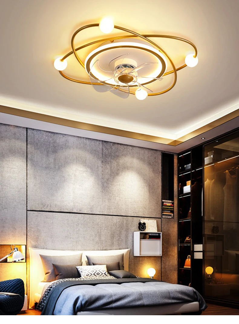 Simple Led Chandeliers With Electric Fan