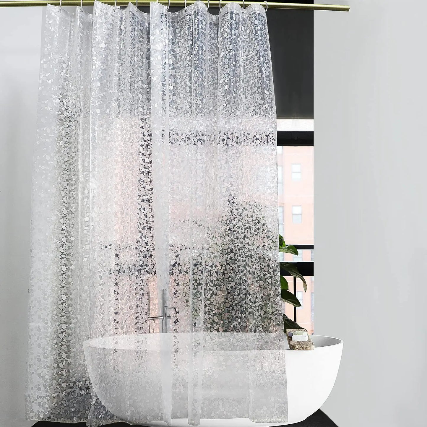 PEVA Pebble Shower Curtain Transparent