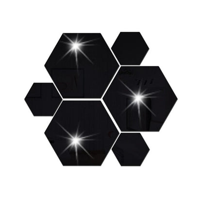 6/12Pcs Hexagon Acrylic Mirror Wall Stickers Home Decor