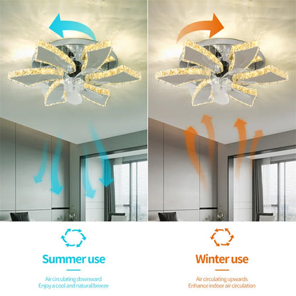 Crystal 5-Ring Fan Light Living Room Ceiling