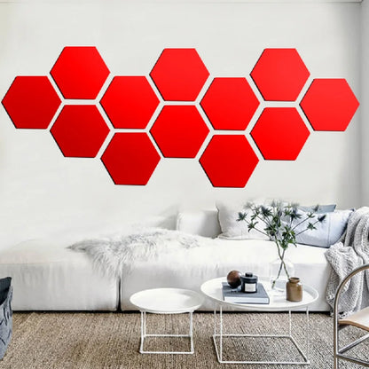 6/12Pcs Hexagon Acrylic Mirror Wall Stickers Home Decor