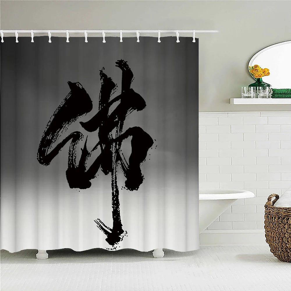 Buddha Statue Bathroom Shower Curtains