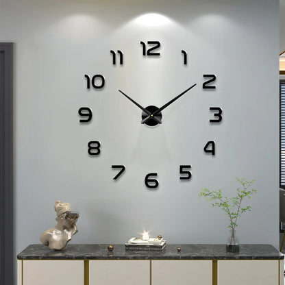 Fashion 3D big size wall clock mirror sticker