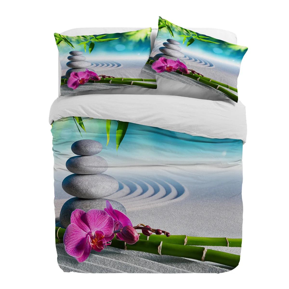 Zen Bamboo Stone Nature 3pcs Duvet Cover Set