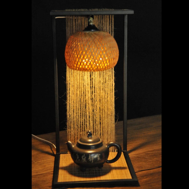 Bamboo Iron Table Lamp Retro Handmade