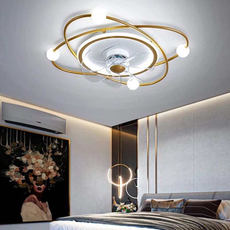 Simple Led Chandeliers With Electric Fan