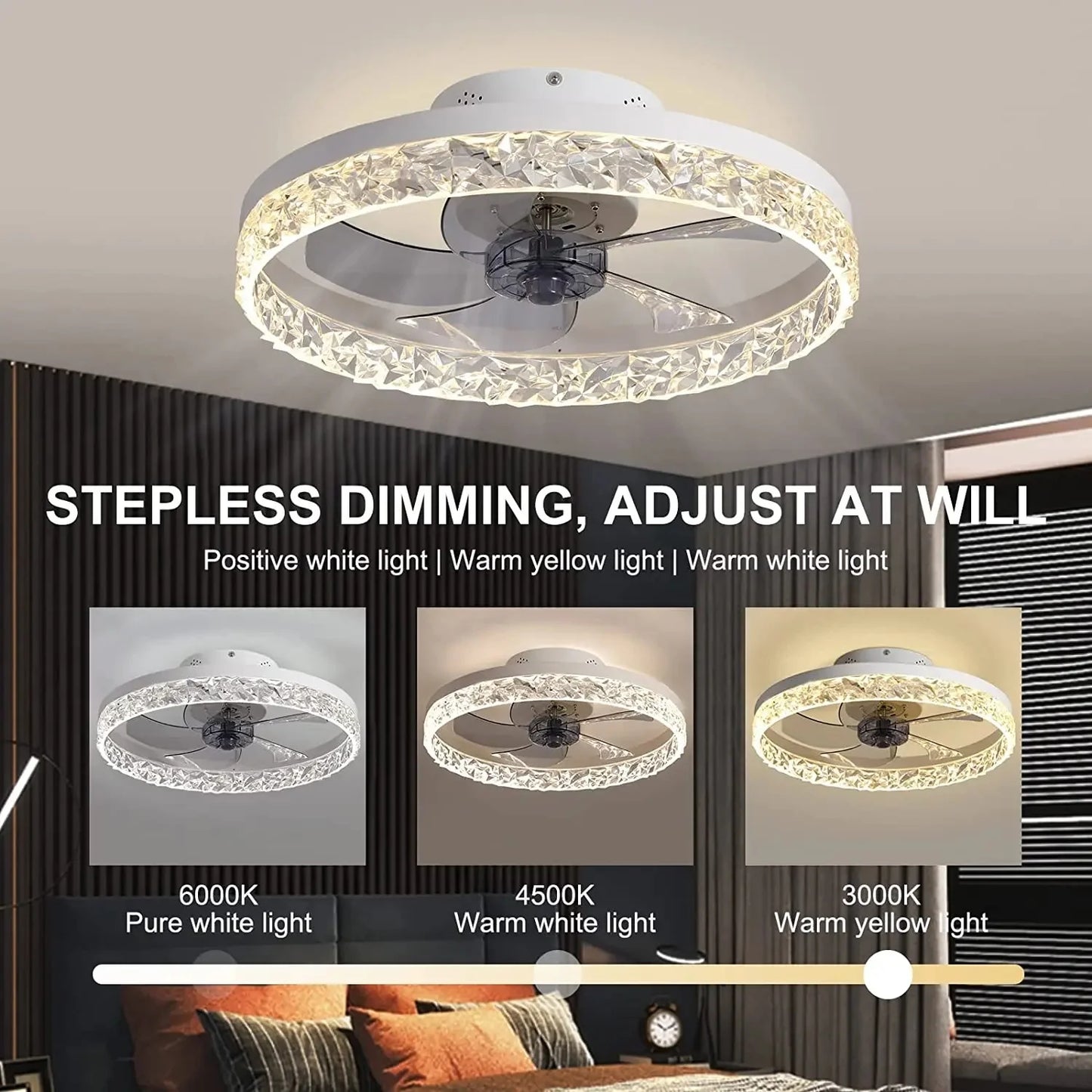 Nordic Crystal Led Lamp Ceiling Fan