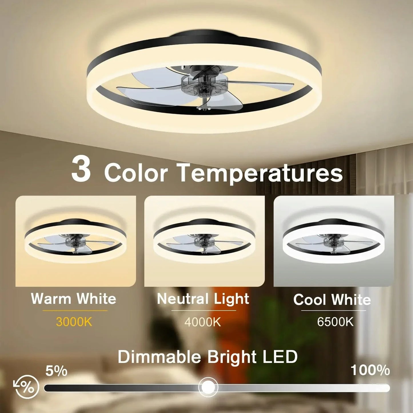 Modern Ceiling Fan With Light Remote Control