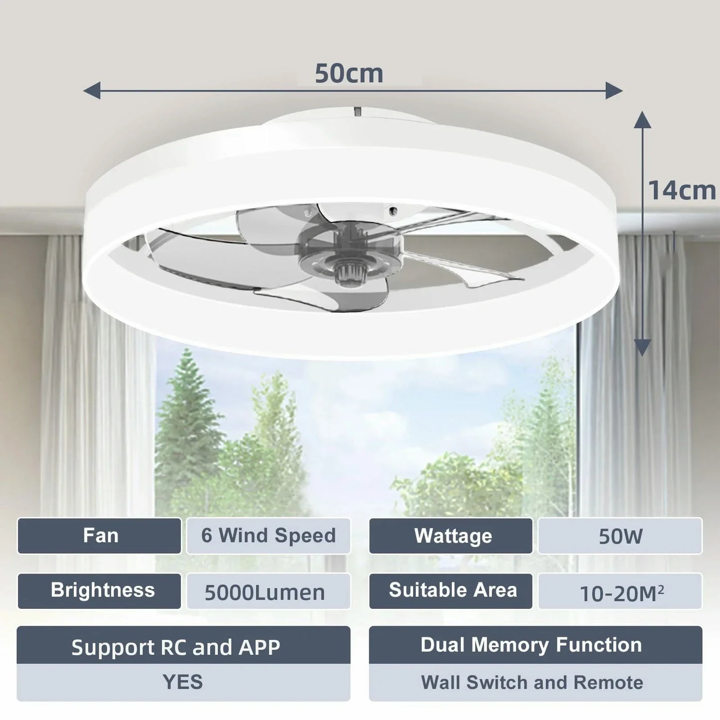 Modern Ceiling Fan With Light Remote Control