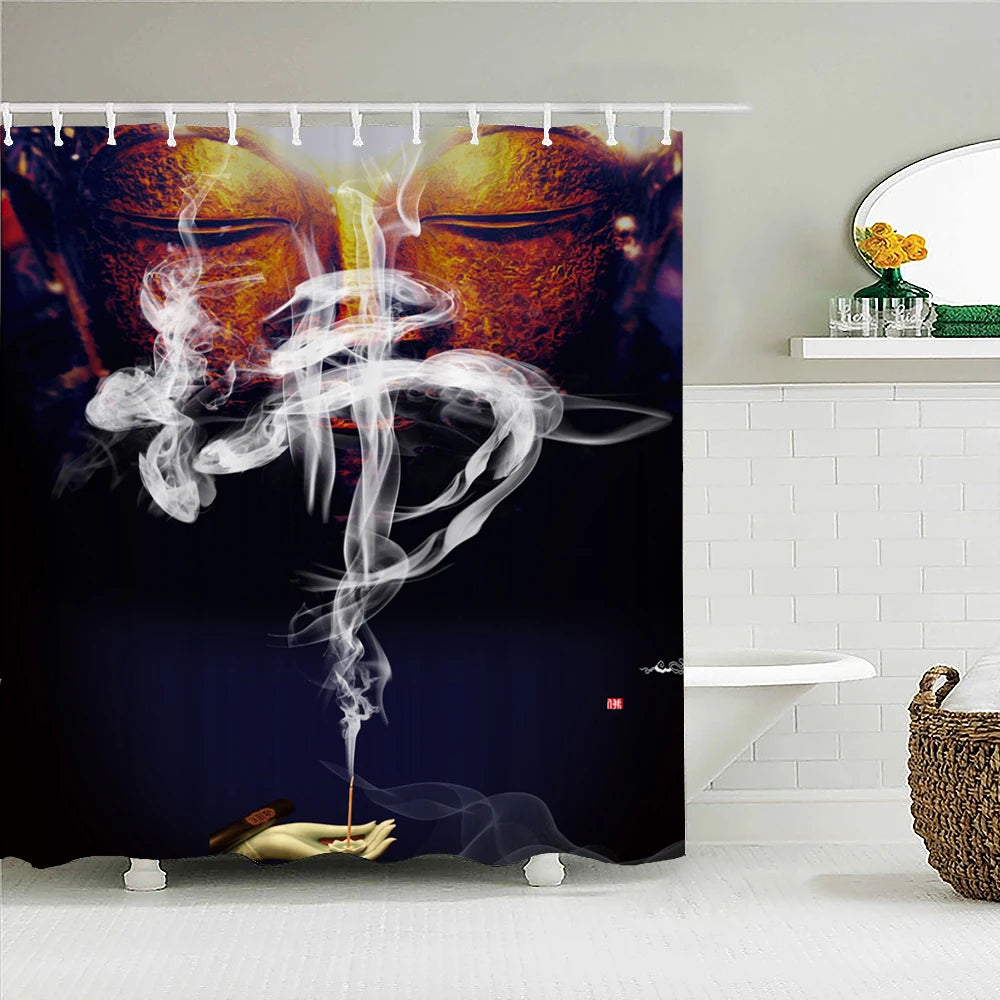 Buddha Statue Bathroom Shower Curtains