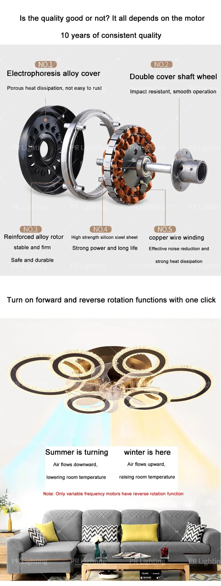 Led Low Noise Ceiling Fan Decoration Lamps