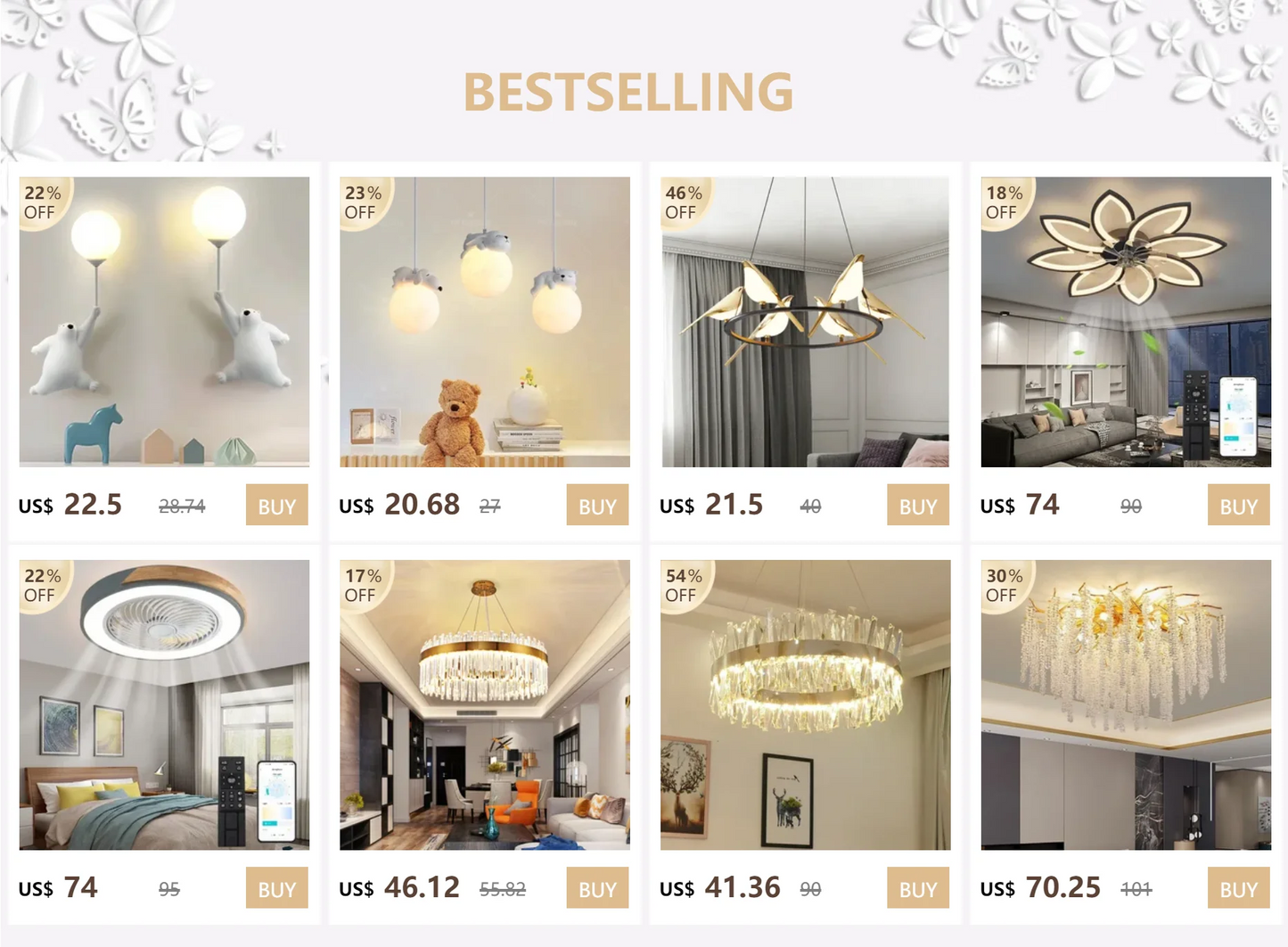 Led Low Noise Ceiling Fan Decoration Lamps