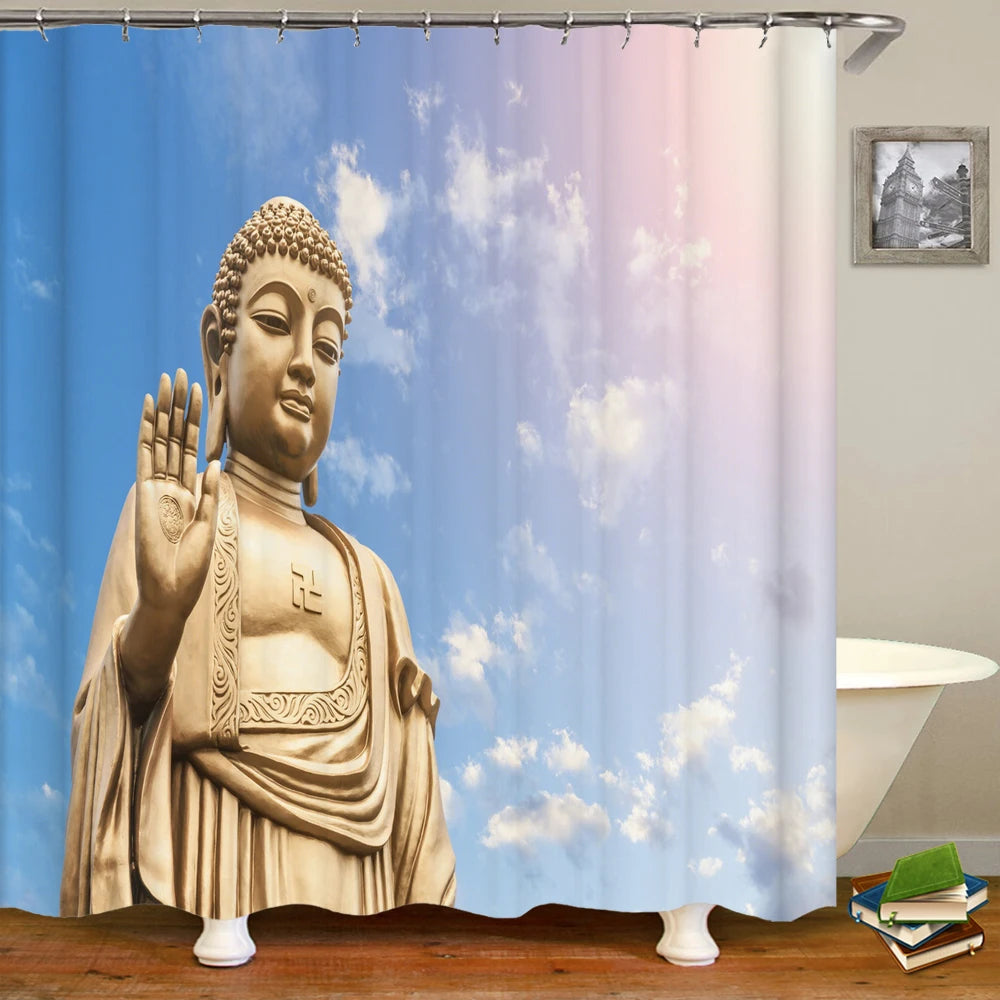 Buddha Statue Bathroom Shower Curtains