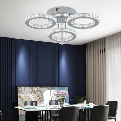 Crystal 5-Ring Fan Light Living Room Ceiling