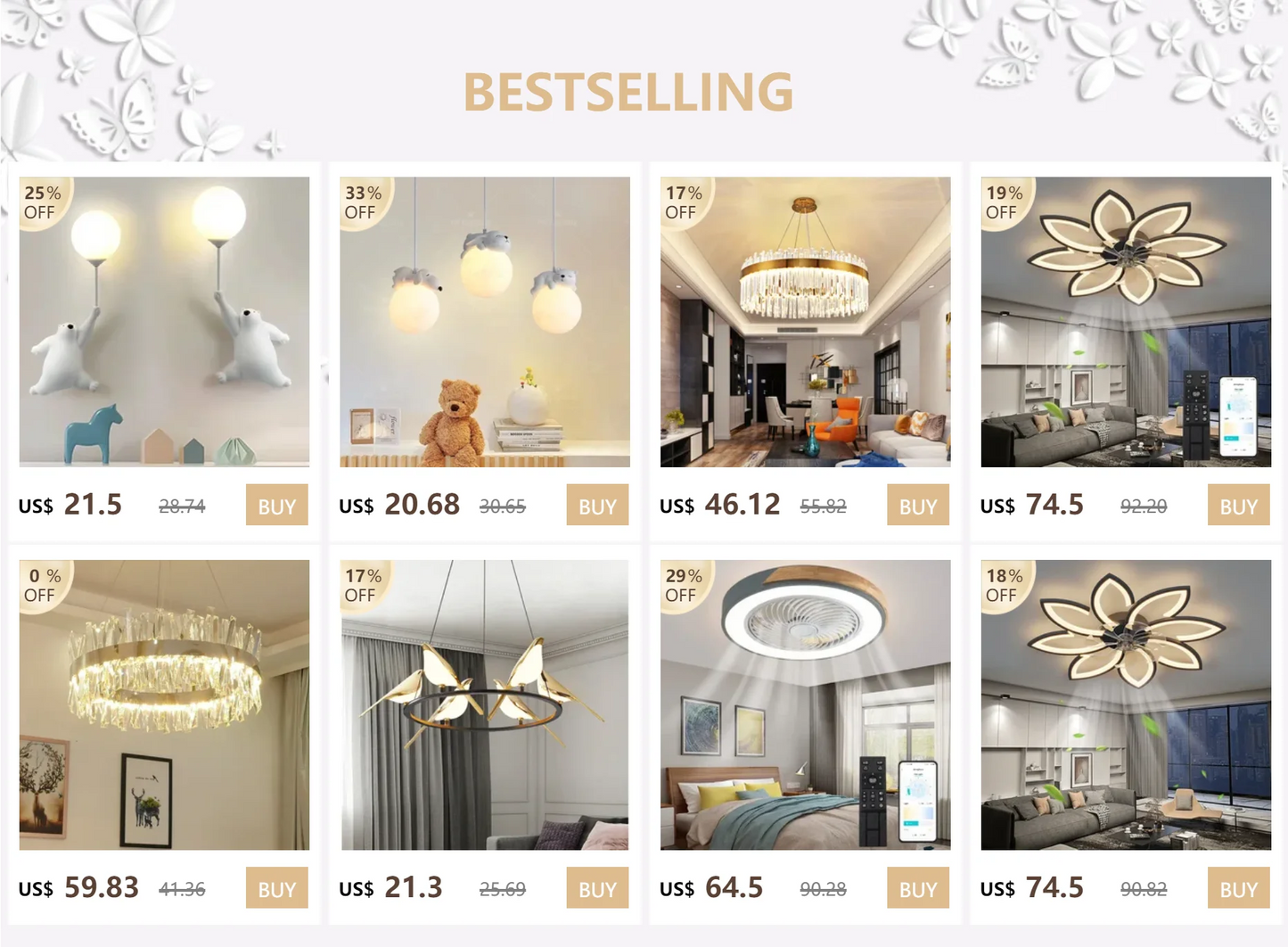 Led Low Noise Ceiling Fan Decoration Lamps